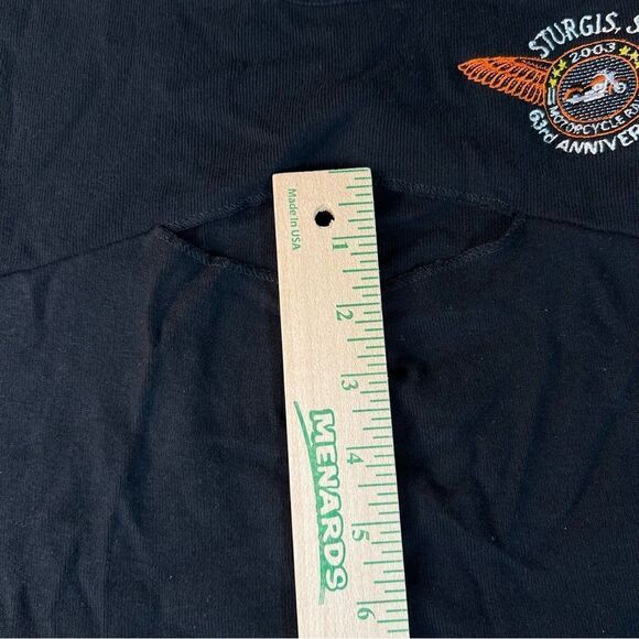 2003 Vtg Sturgis chest cut out Woman’s Harley Davidson T-shirt size L made in US - Picture 14 of 15
